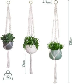 Gadgy Plantenhanger Macramé 3 Stuks - Luxe Gevlochten Touw Katoen - Plantenpot Ophangen - Hangpot -Gardena Winkel 1021x1200 2