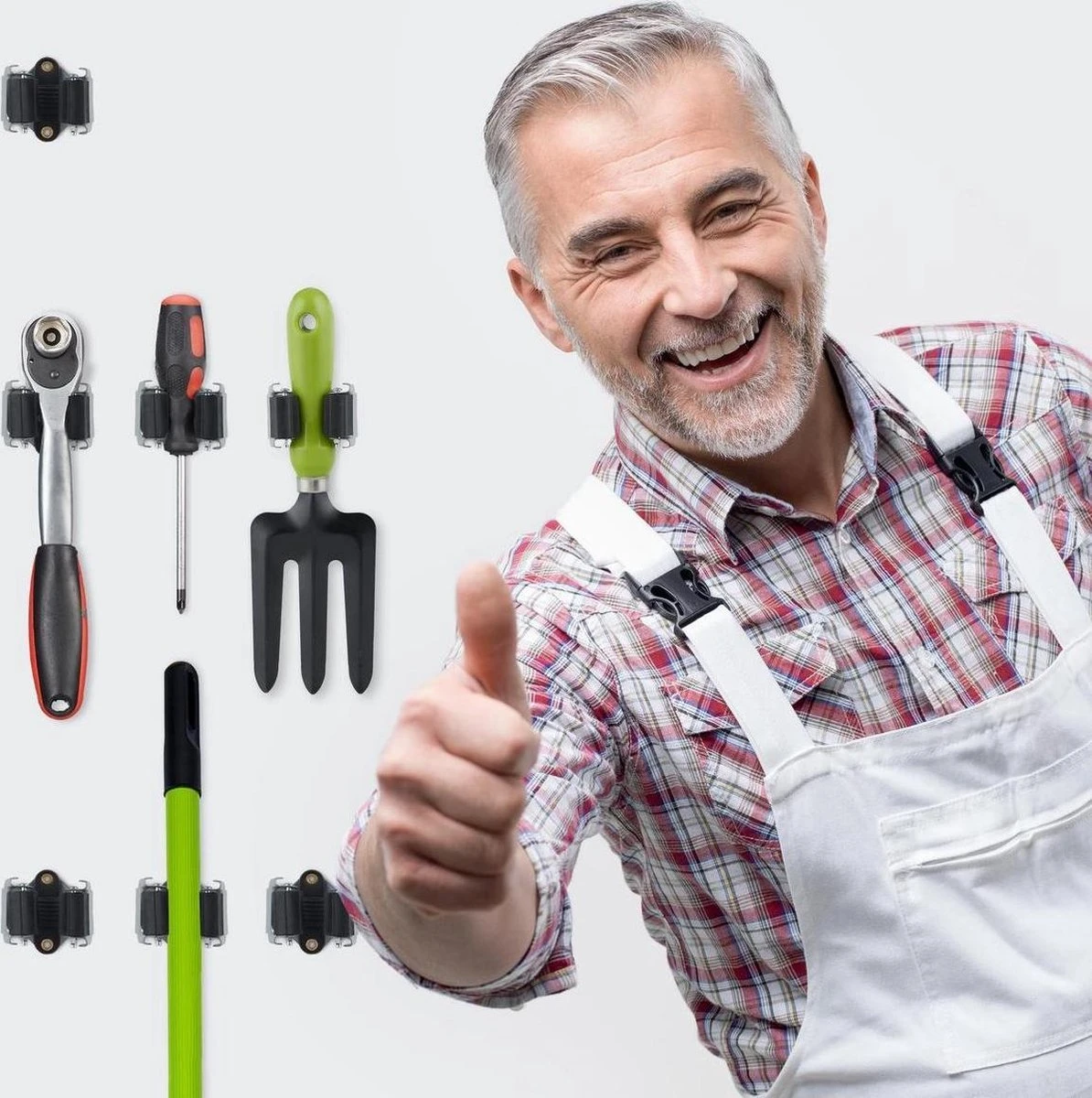 Deal Tools Multi Wand Houder - Bezemhouder - Gereedschap Houder - Bezem Ophangsysteem - Ophangsysteem Tuingereedschap - Set Inclusief Bevestigingsmateriaal - 12 Houders 6 Deal Tools Multi Wand Houder - Bezemhouder - Gereedschap Houder - Bezem Ophangsysteem - Ophangsysteem Tuingereedschap - Set Inclusief Bevestigingsmateriaal - 12 Houders - Afbeelding 4