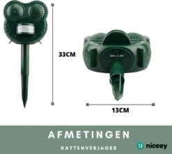 Niceey Kattenverjager - Ultrasone Verjager- Kattenschrik - Vogelverjager - Marterverjager - Ongedierte Verjager - Op Batterijen - Waterdicht - Extra Groot Bereik -Gardena Winkel 1200x1076 4