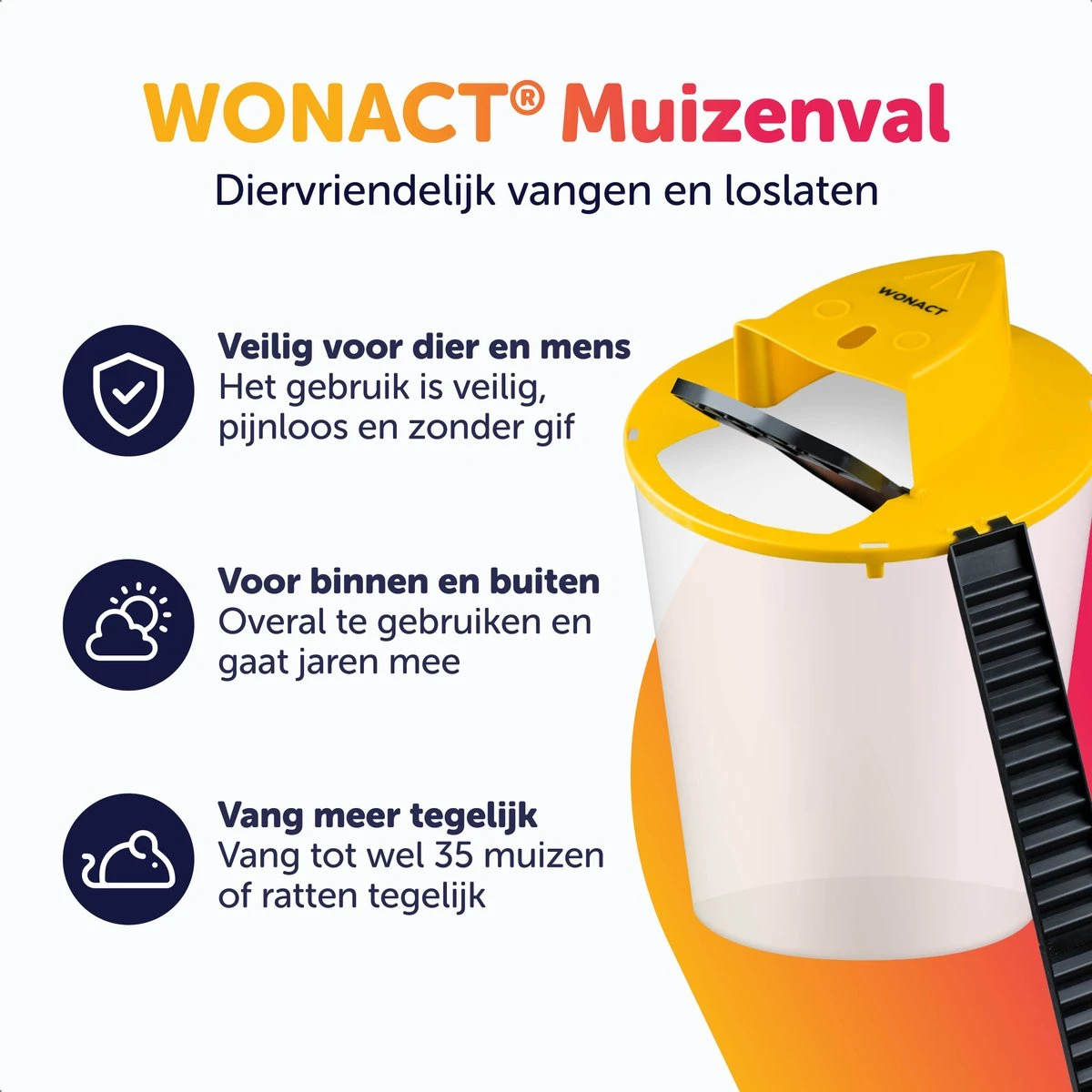 Wonact - Muizenval Voor Emmer - Emmer Deksel - Flip Deksel - Diervriendelijk - Rattenval - Voor Binnen En Buiten 6 Wonact - Muizenval Voor Emmer - Emmer Deksel - Flip Deksel - Diervriendelijk - Rattenval - Voor Binnen En Buiten - Afbeelding 4