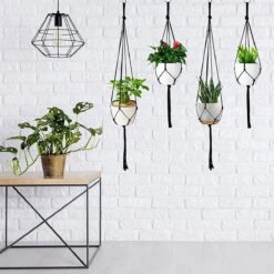 9 Stuks Zwart Macrame Plantenhangers - Boho Handgeweven Katoen Hangpot Voor Binnen/Buiten - Hangende Bloempot Met Kralen - Macramé Touw/Koord Hangplant Houder - Bohemian Wandhanger Decoratie - Plant Hanger - Verticale Tuin Bloempothouder Planthanger -Gardena Winkel 1200x1200 2397