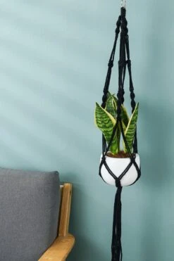 4 Stuks Zwarte Macrame Plantenhangers - Boho Handgeweven Katoen Hangpot Voor Binnen/Buiten - Hangende Bloempot Met Kralen - Macramé Touw/Koord Hangplant Houder - Bohemian Wandhanger Decoratie - Plant Hanger - Verticale Tuin Bloempothouder Planthanger -Gardena Winkel 800x1200 168