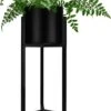 QUVIO Plantenstandaard Binnen - Inclusief Pot - Staande Plantenbak - Metaal - Bloempot - 22 X 22 X 60 Cm - Zwart -Gardena Winkel 826x1200 5