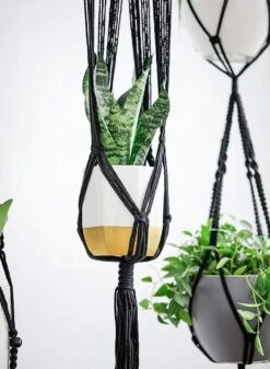 4 Stuks Luxe Macrame Plantenhangers - Boho Handgeweven Katoen Hangpot Voor Binnen/Buiten - Hangende Bloempot Met Kralen - Macramé Touw/Koord Hangplant Houder - Bohemian Wandhanger Decoratie - Plant Hanger - Verticale Tuin Bloempothouder Planthanger -Gardena Winkel 880x1200 10
